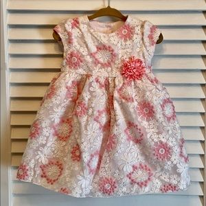 EUC Pippa & Julie Baby Girl Pink White Dress 18m